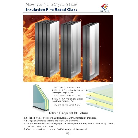 New Type Nano Crystal Silicon Insulation Fire Rated Glass